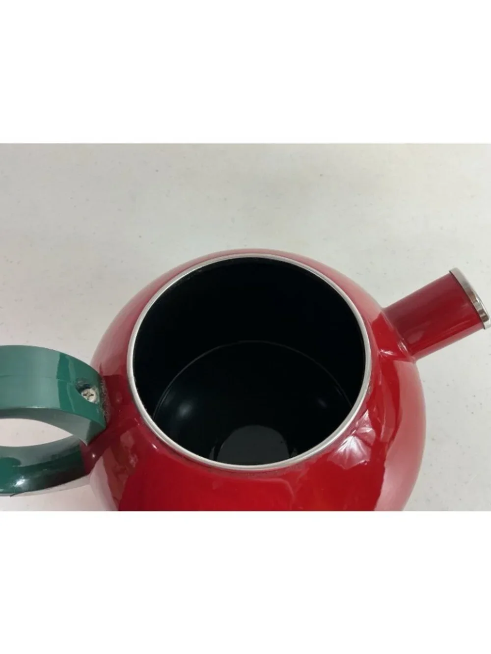 Vintage Apple Shaped Metal Teapot Tea Kettle Red Apple Lid